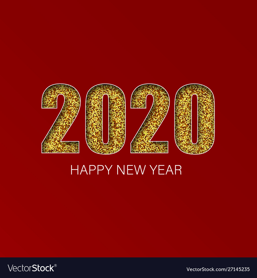 Gold shiny glitter glowing numbers 2020 design