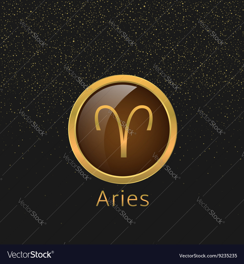 Golden aries sign Royalty Free Vector Image - VectorStock