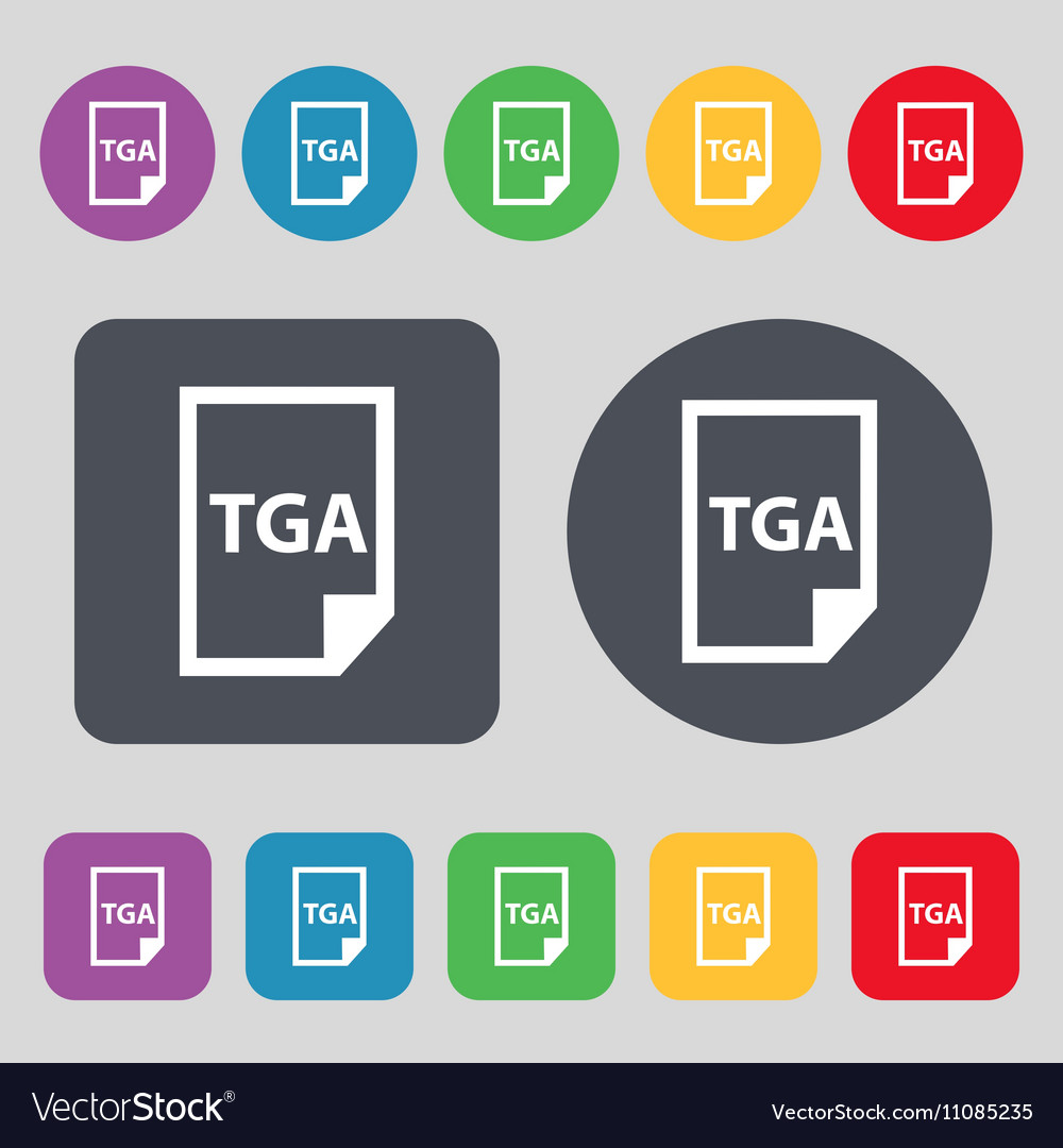 Image file type format tga icon sign a set of 12