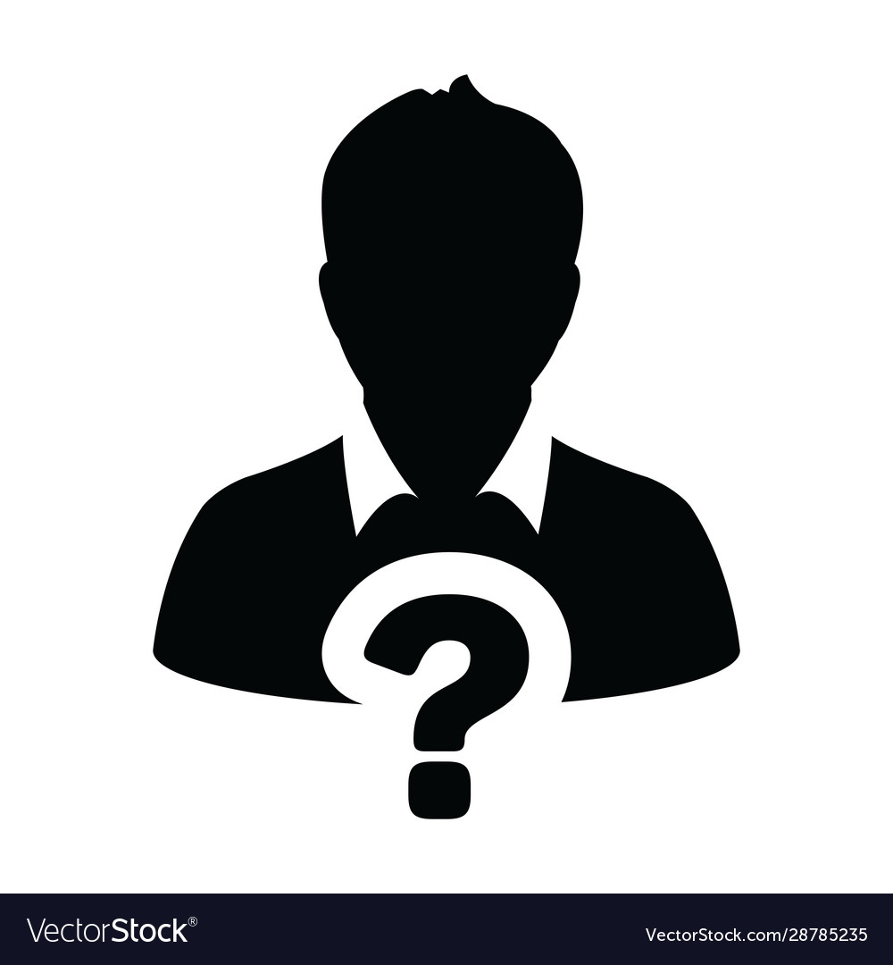 Interview icon question mark with male user vector image Interview icon question mark with male user