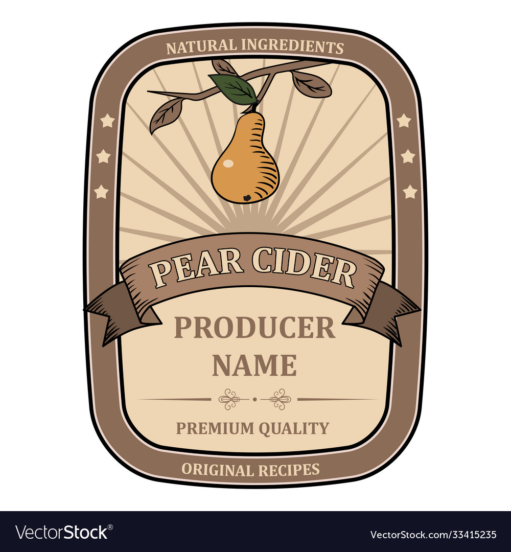 Label for pear cider template retro vector image Label for pear cider template retro