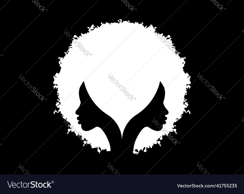 Logo round design african american woman face Vector Image