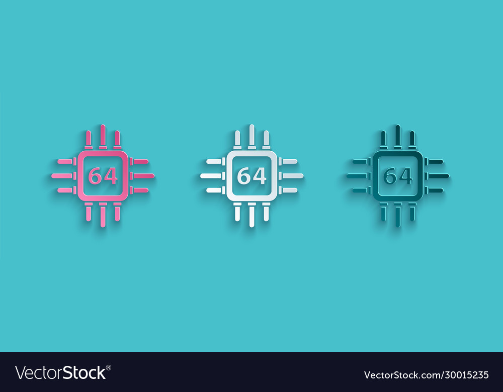 Paper cut computer processor with microcircuits vector image Paper cut computer processor with microcircuits