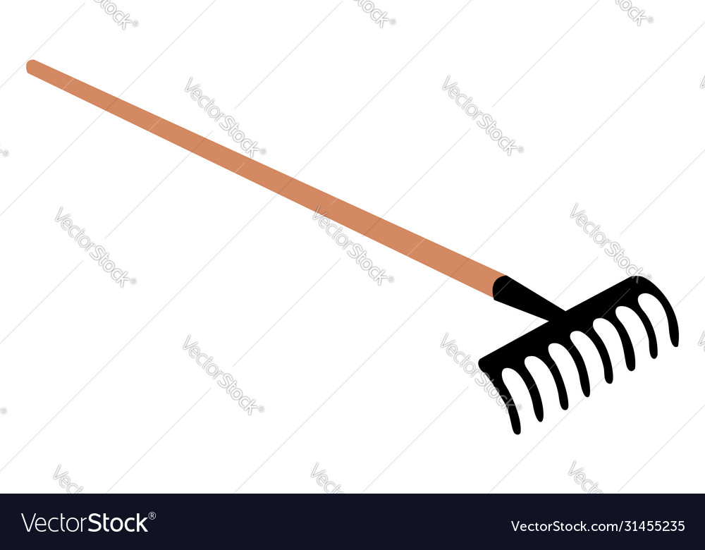 Rake for gardening on white background