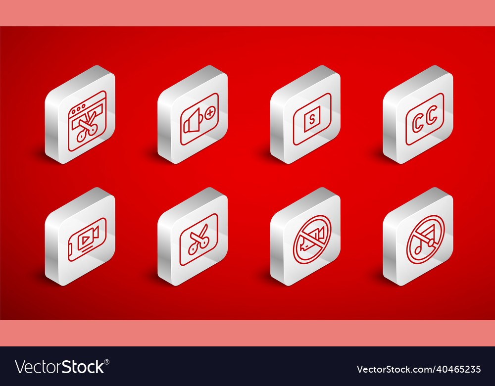 Set line speaker mute volume stop media button vector image Set line speaker mute volume stop media button