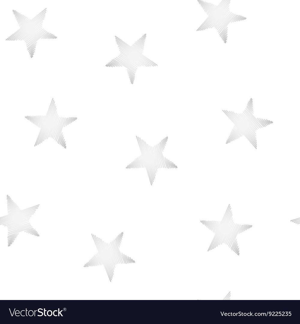 Silver stars embroidery stitching seamless pattern