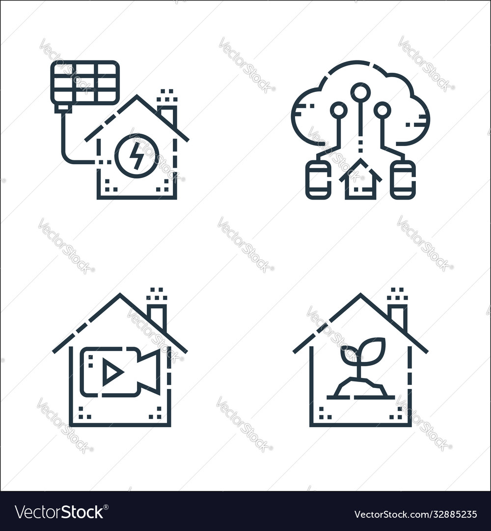 Smarthome line icons linear set quality vector image Smarthome line icons linear set quality