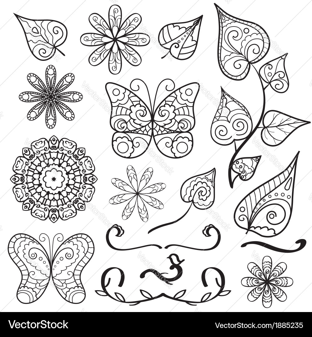 Summer hand drawn elements set Royalty Free Vector Image