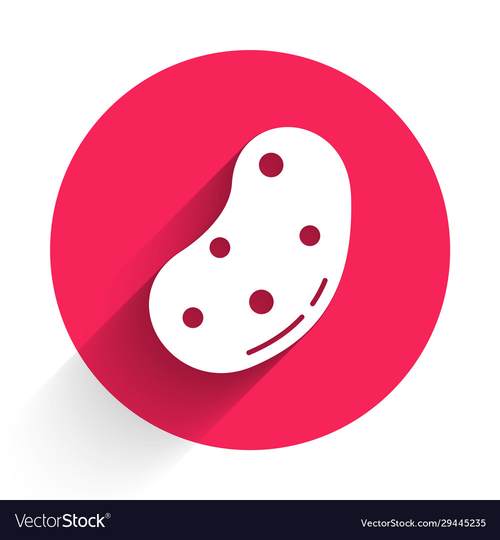 White potato icon isolated with long shadow red