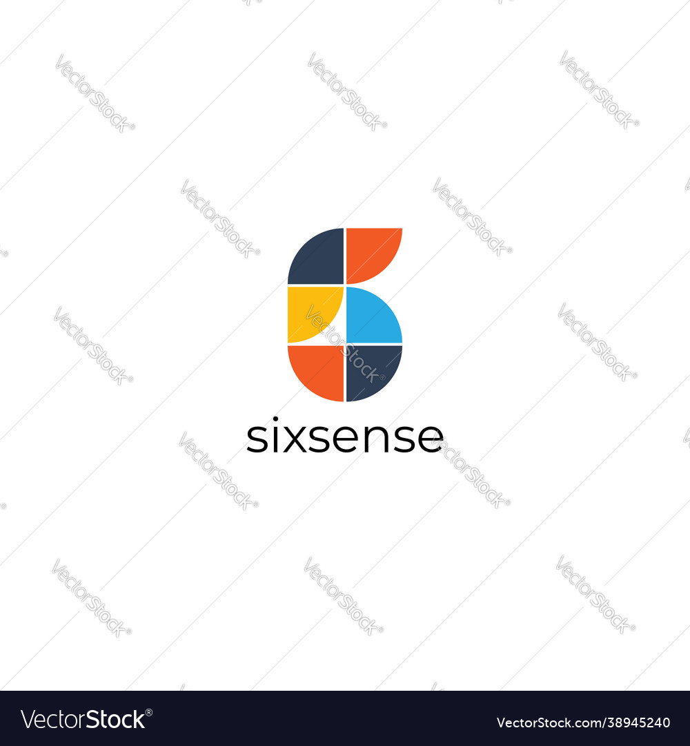 Abstract simple tiles number 6 logo shape design Vector Image