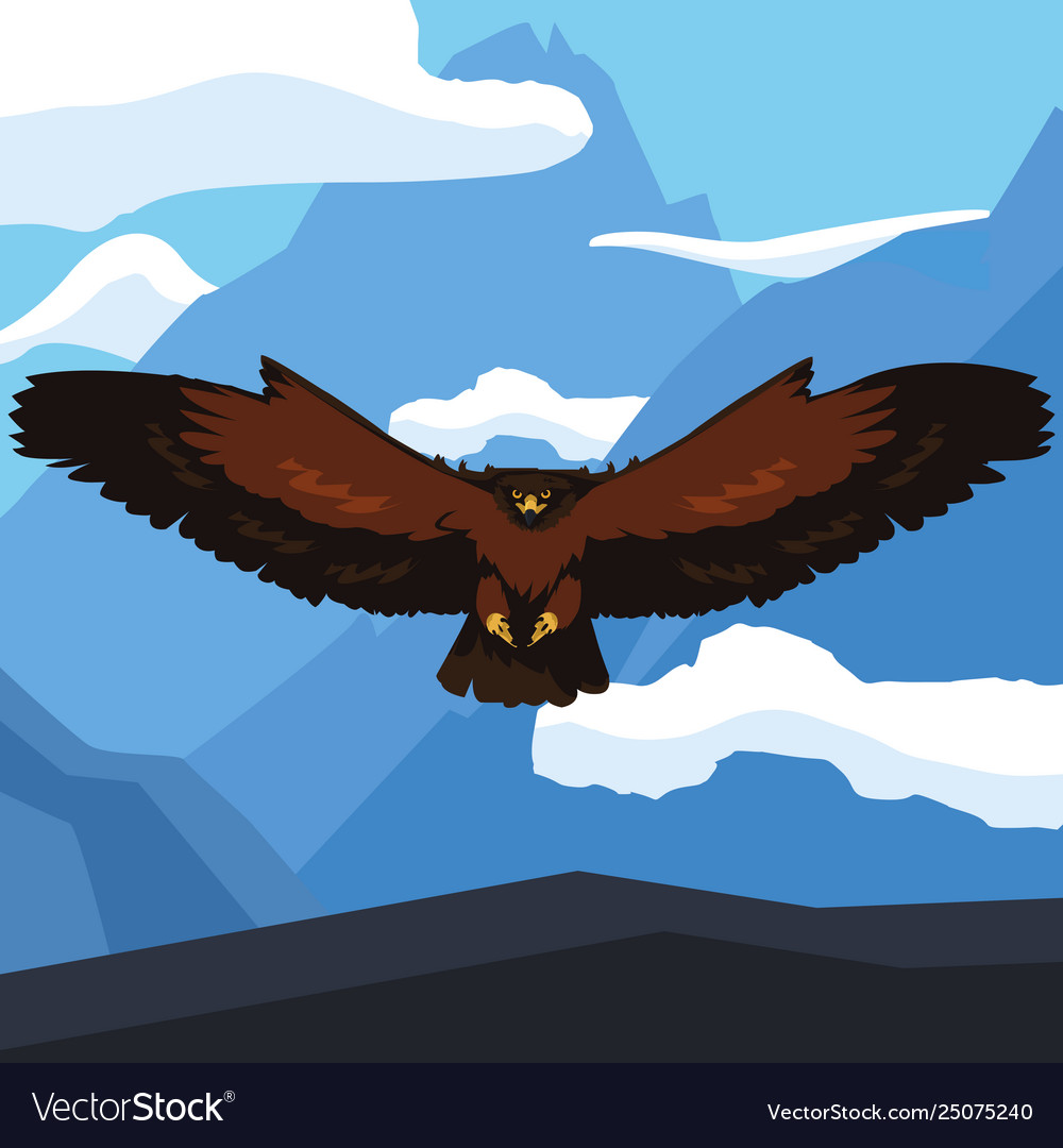 Beautiful eagle flying in snowscape majestic Vector Image