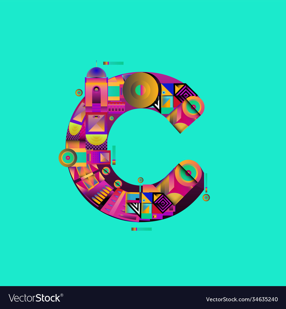 Colorful alphabet font letter c for logo