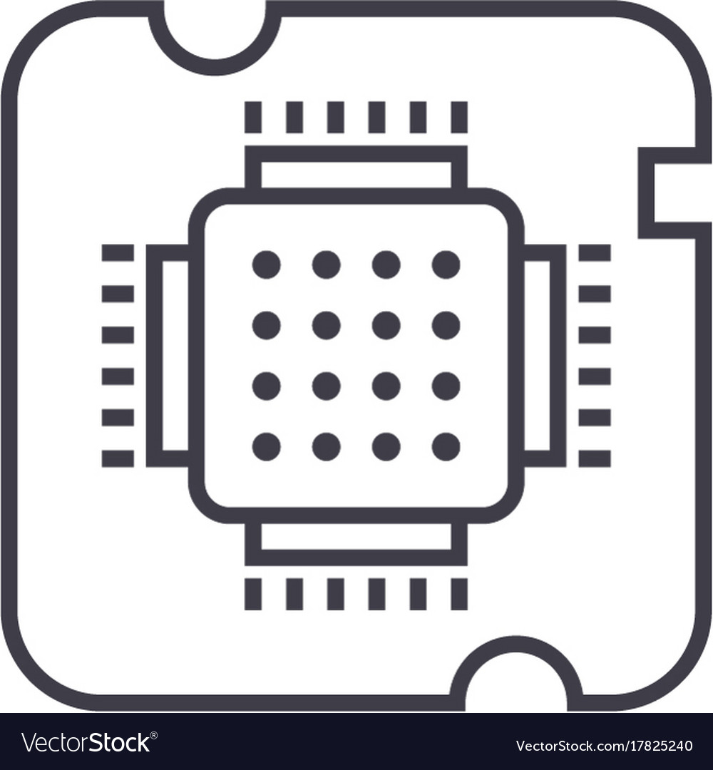 Cpu socketchip line icon sign