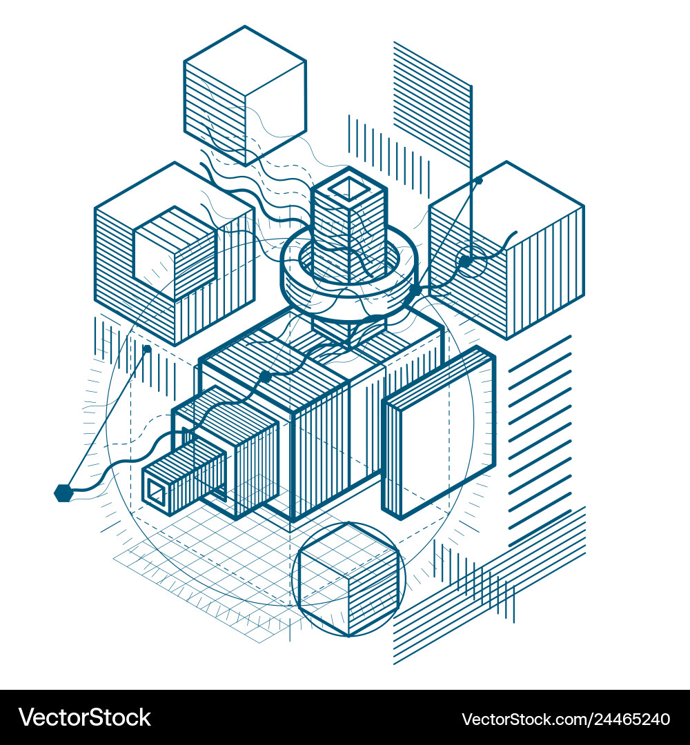 Isometric abstract background with linear Vector Image