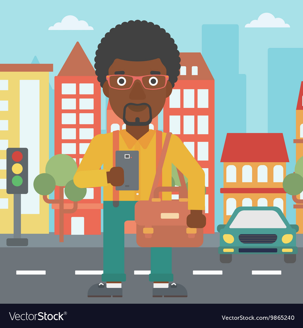 Man using smartphone