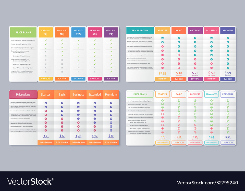 Price Table Comparison Chart Template