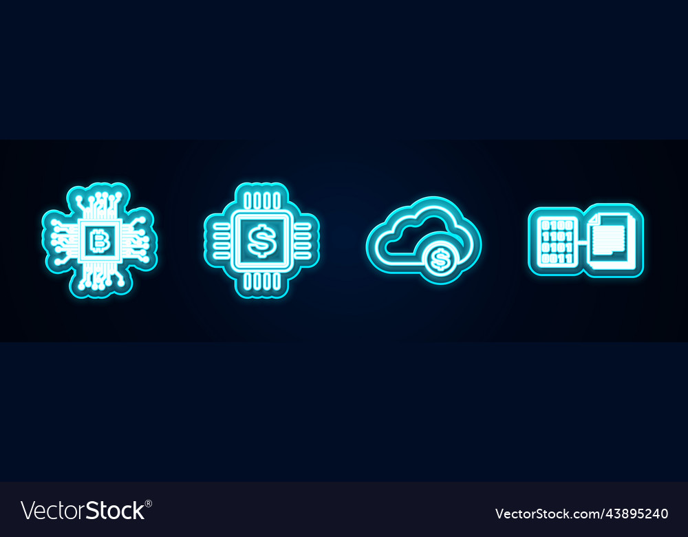 Set line cpu mining farm processor chip vector image Set line cpu mining farm processor chip
