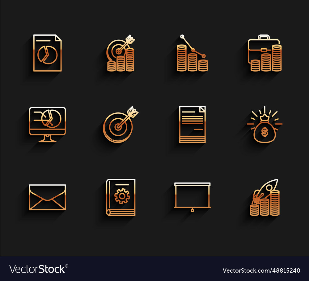 Set line envelope user manual document with graph vector image Set line envelope user manual document with graph