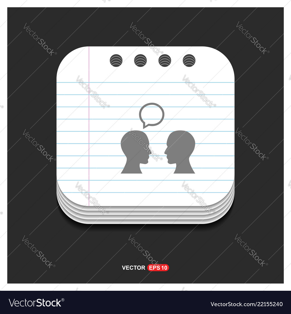 Speech bubble icon gray on notepad style
