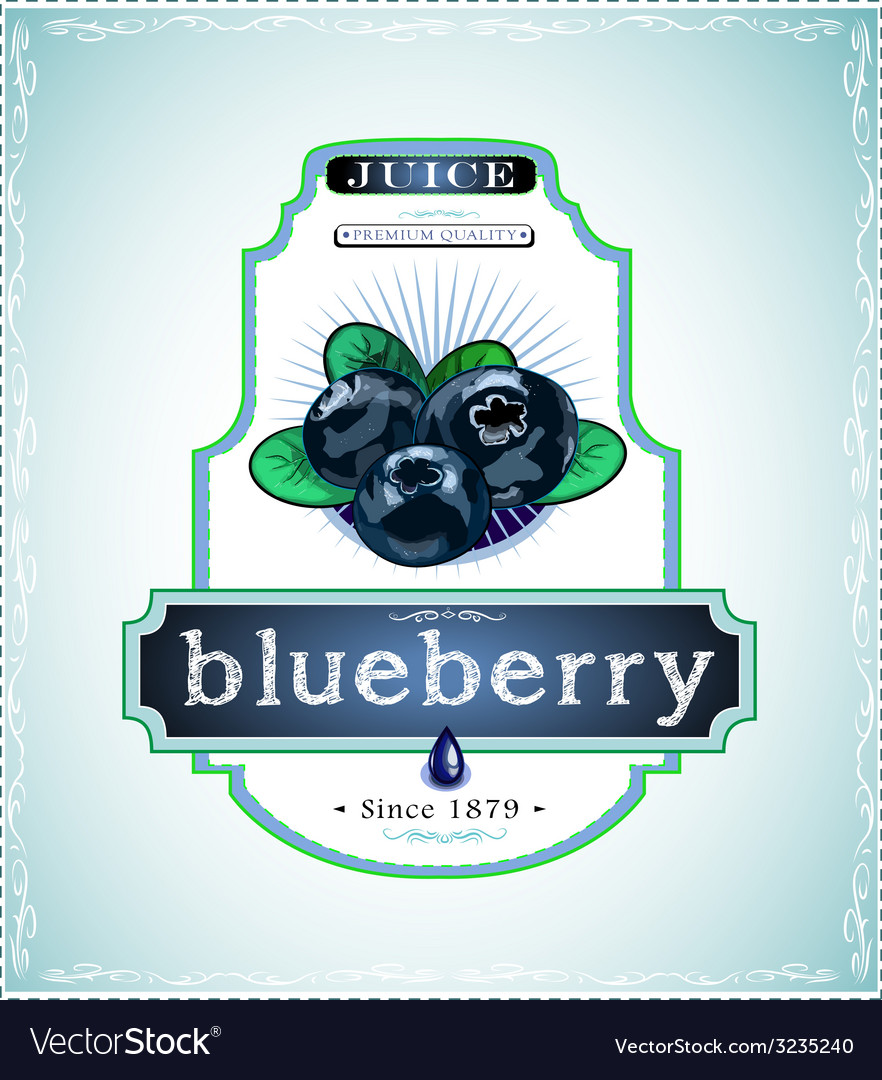 Three blueberries on product label or emblem