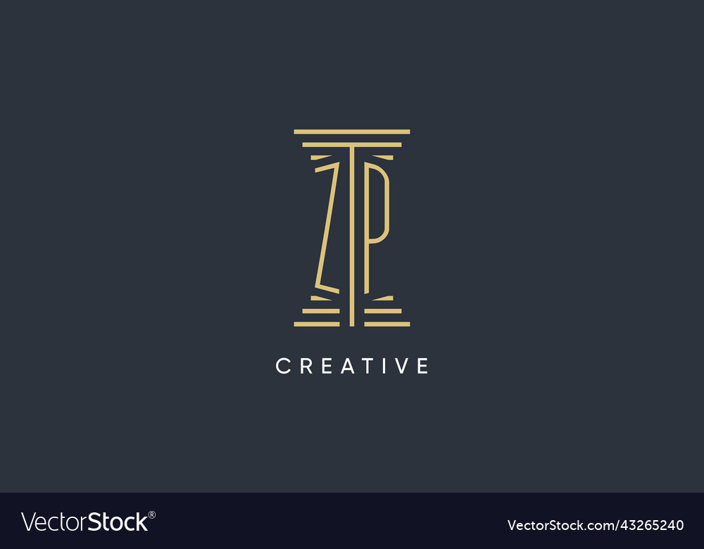 Zp initial monogram with pillar shape logo design