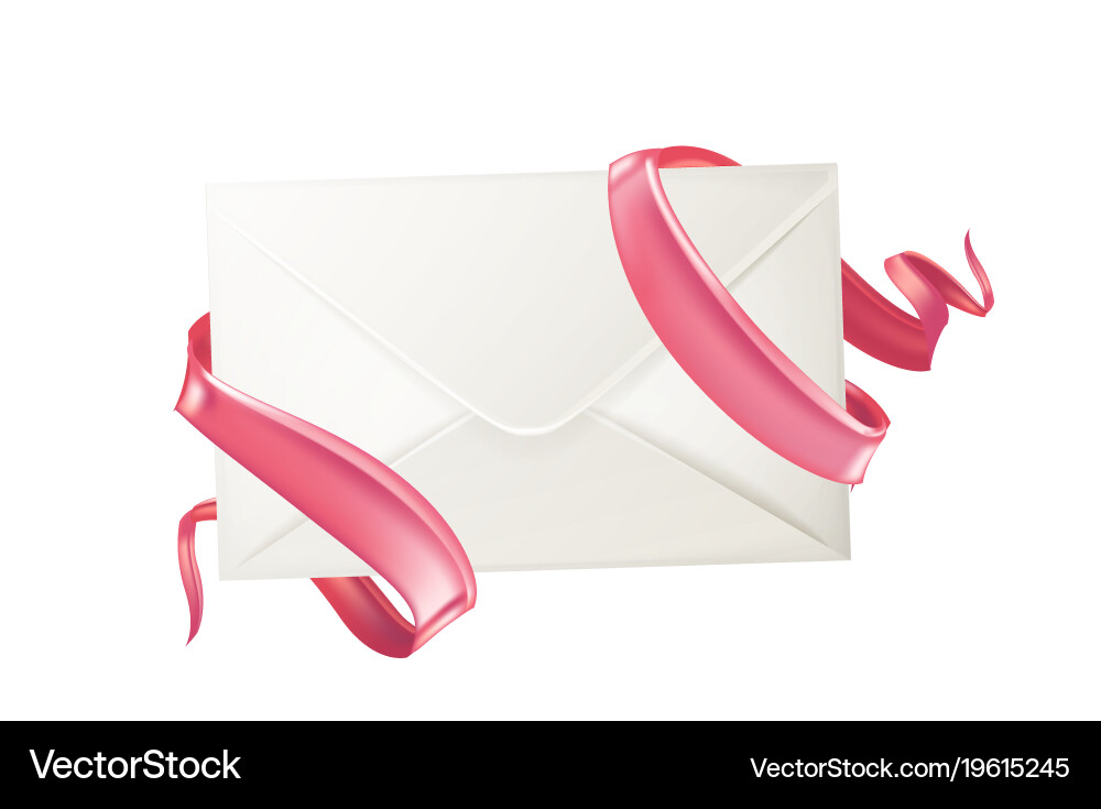 3d envelope ribbon valentine day card Royalty Free Vector