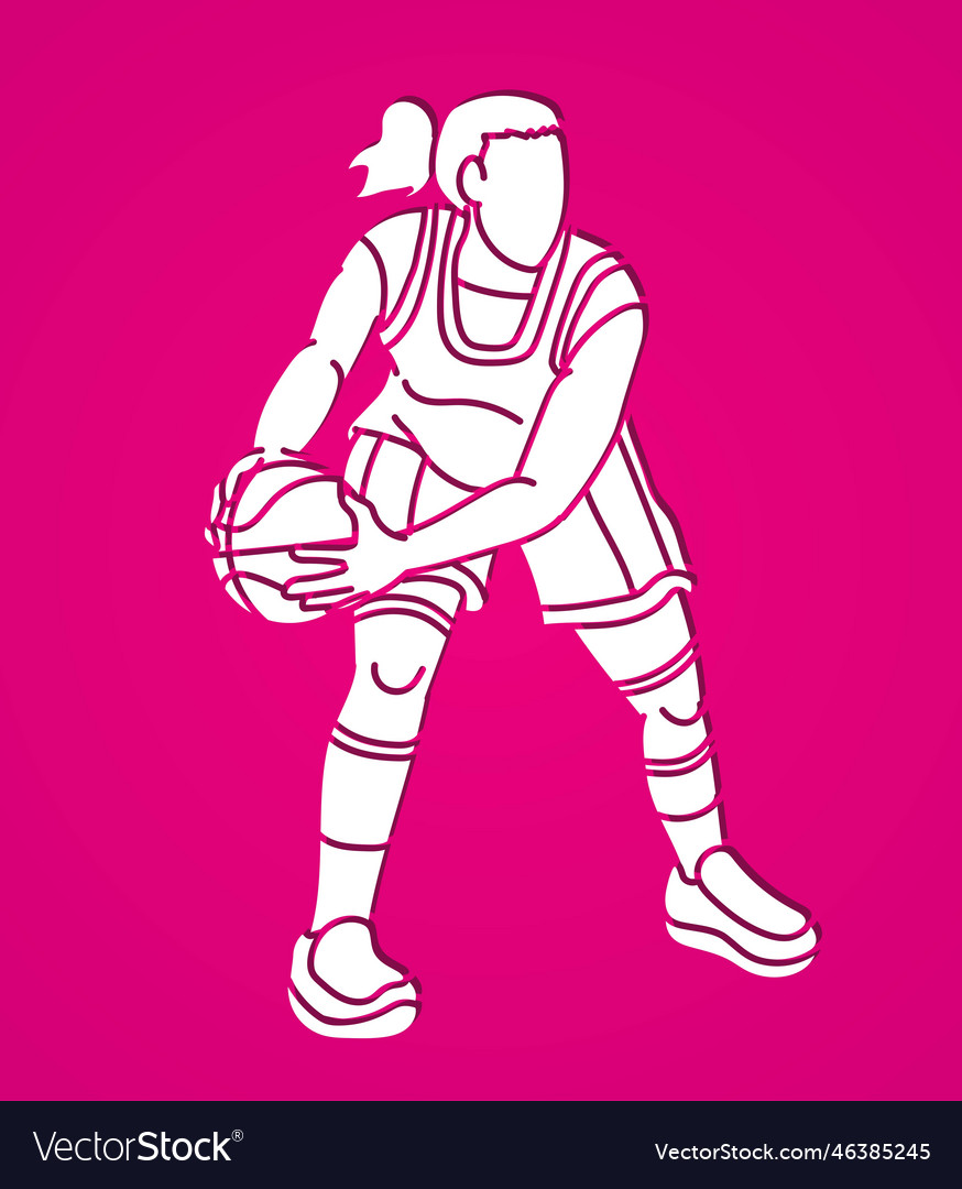 Basketball weibliche Spieler Aktion Cartoon Sport