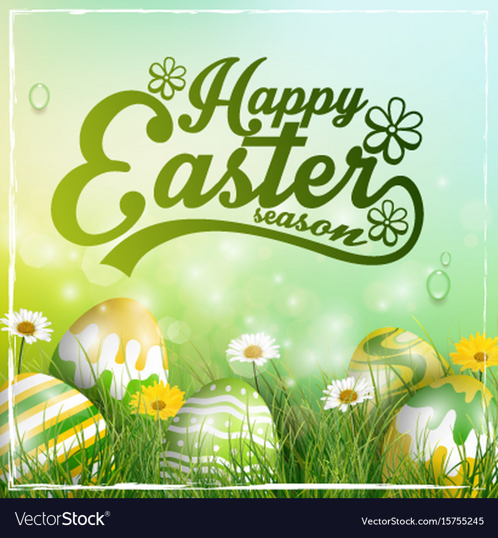 Beautiful easter yellow green background Vector Image