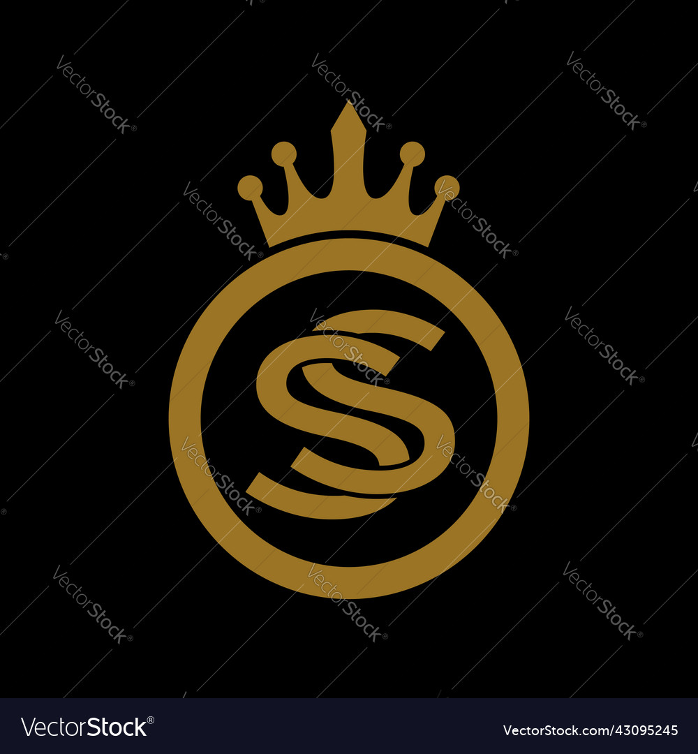 Golden initial letter ss with crown logo design Vector Image