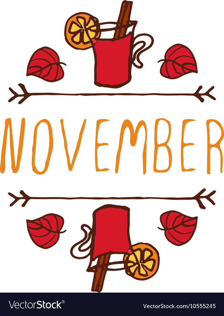 Handdrawn autumn element with text
