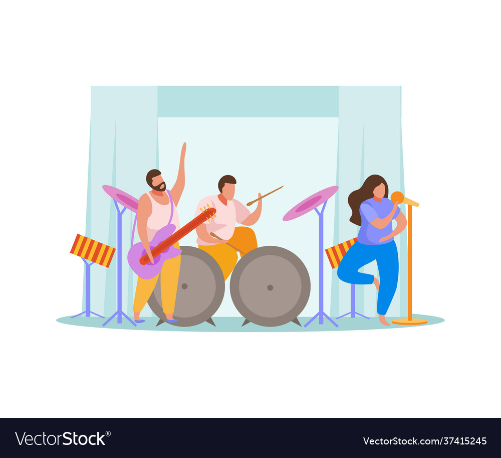 Music band flat composition Royalty Free Vector Image