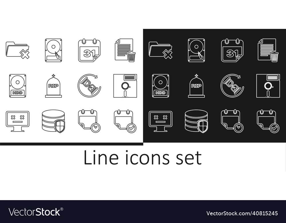 Set line calendar with check mark floppy disk vector image Set line calendar with check mark floppy disk