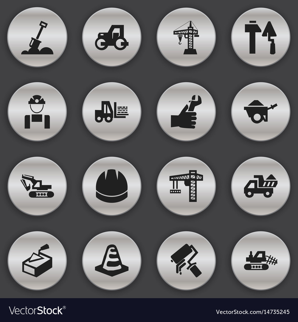 Set of 16 editable building icons includes