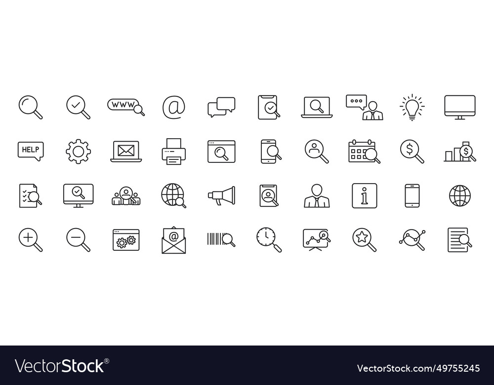 Set of 40 search web icons in line style seo vector image Set of 40 search web icons in line style seo