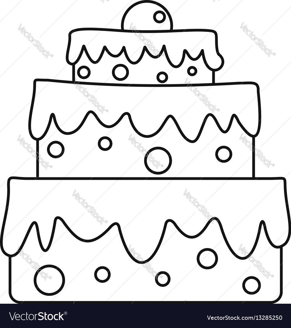 Celebratory cake icon outline style Royalty Free Vector