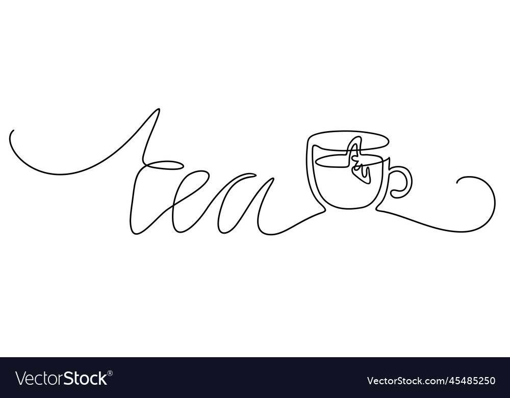 Continuous line drawing of cup tea