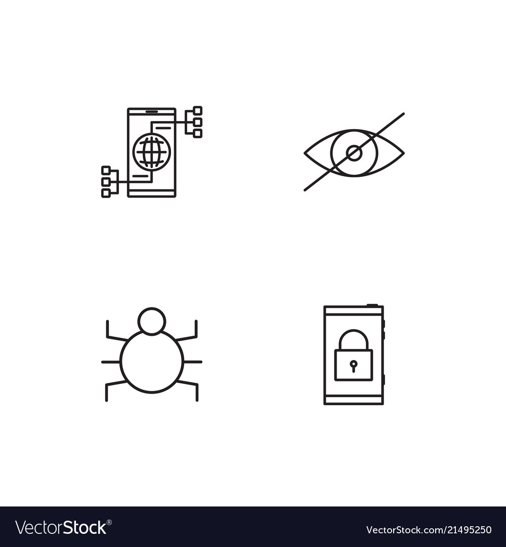 Cyber security linear icons set simple outline