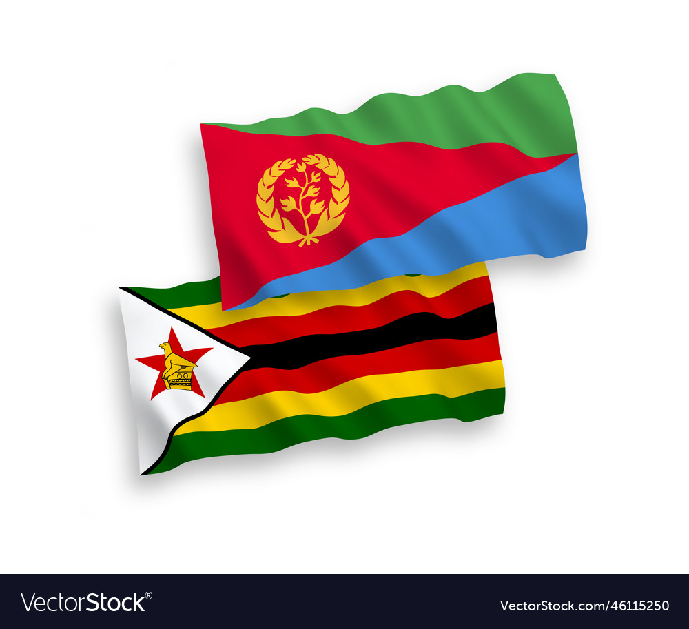 Flags of eritrea and zimbabwe on a white
