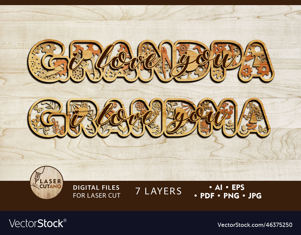 Grandma grandpa laser cut paper template Vector Image Grandma grandpa laser cut paper template Vector Image