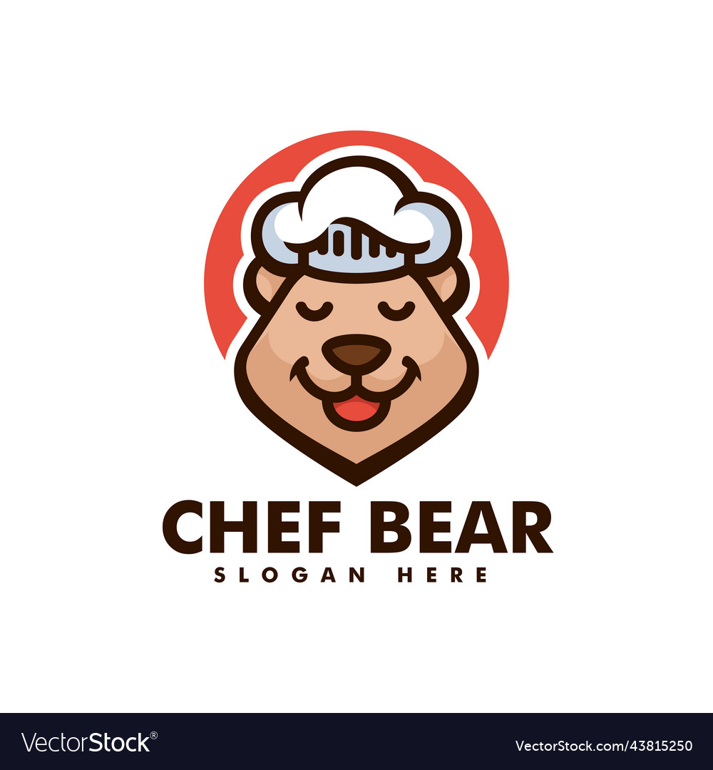 Logo chef bear mascot cartoon style