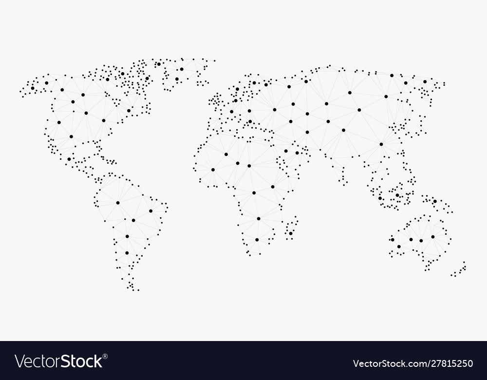 Networking world map polygonal