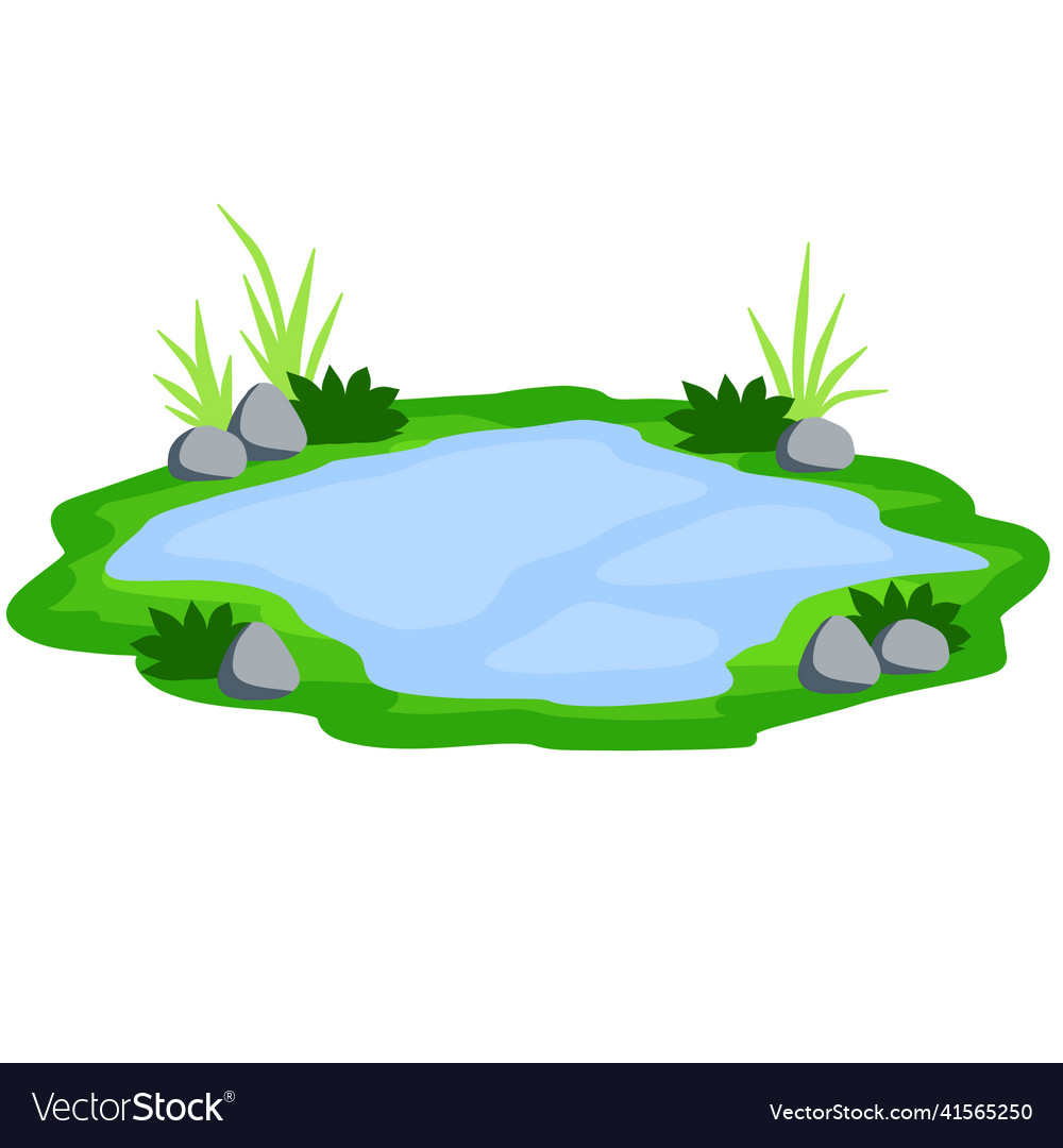 Pond and swamp lake landscape with grass Vector Image