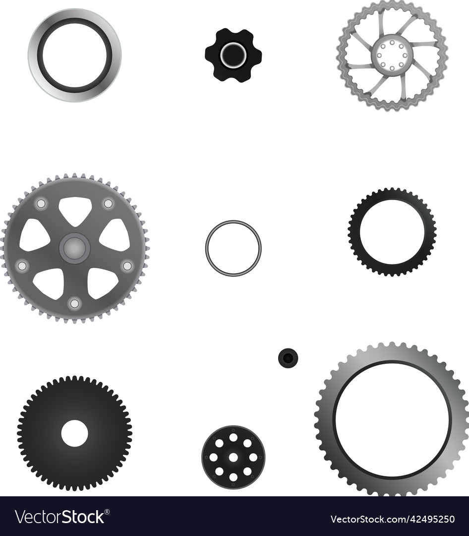 Realistic bicycle sprocket composition vector image Realistic bicycle sprocket composition