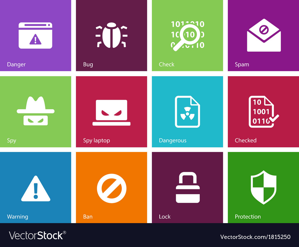 Security icons on color background