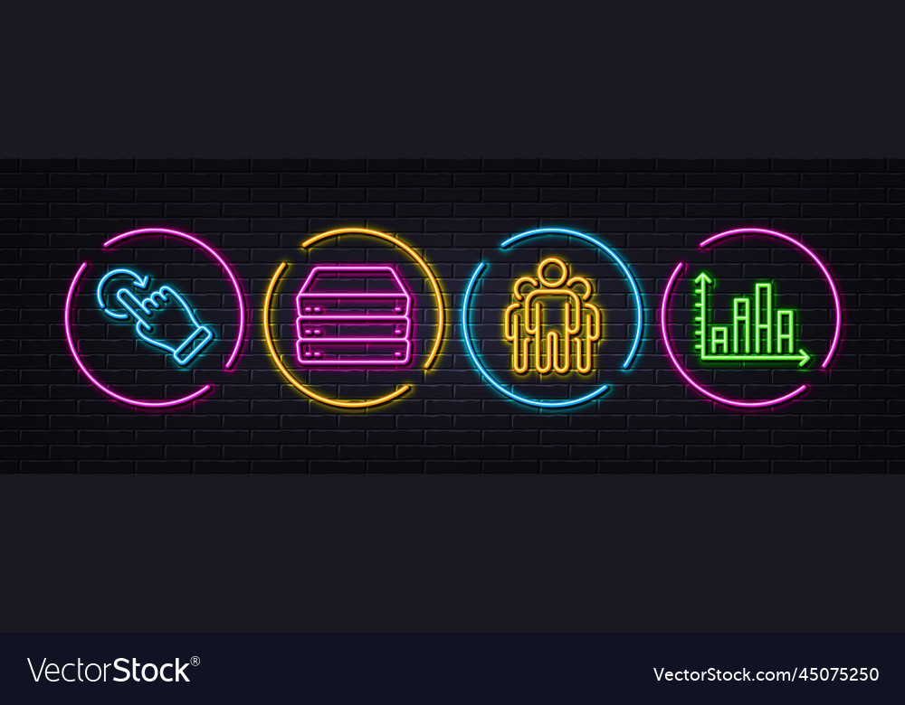 Servers group and rotation gesture minimal line vector image Servers group and rotation gesture minimal line
