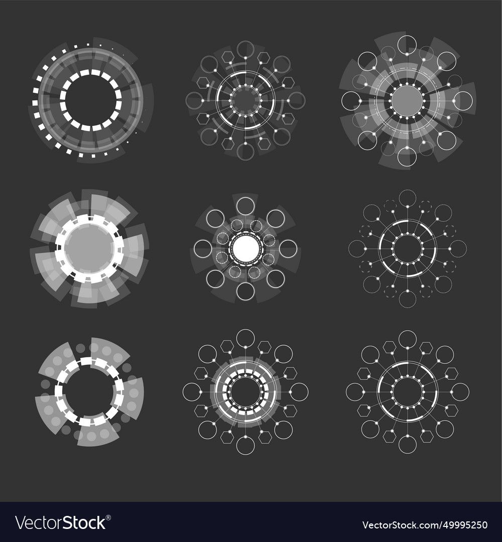 Set of elements on a dark background