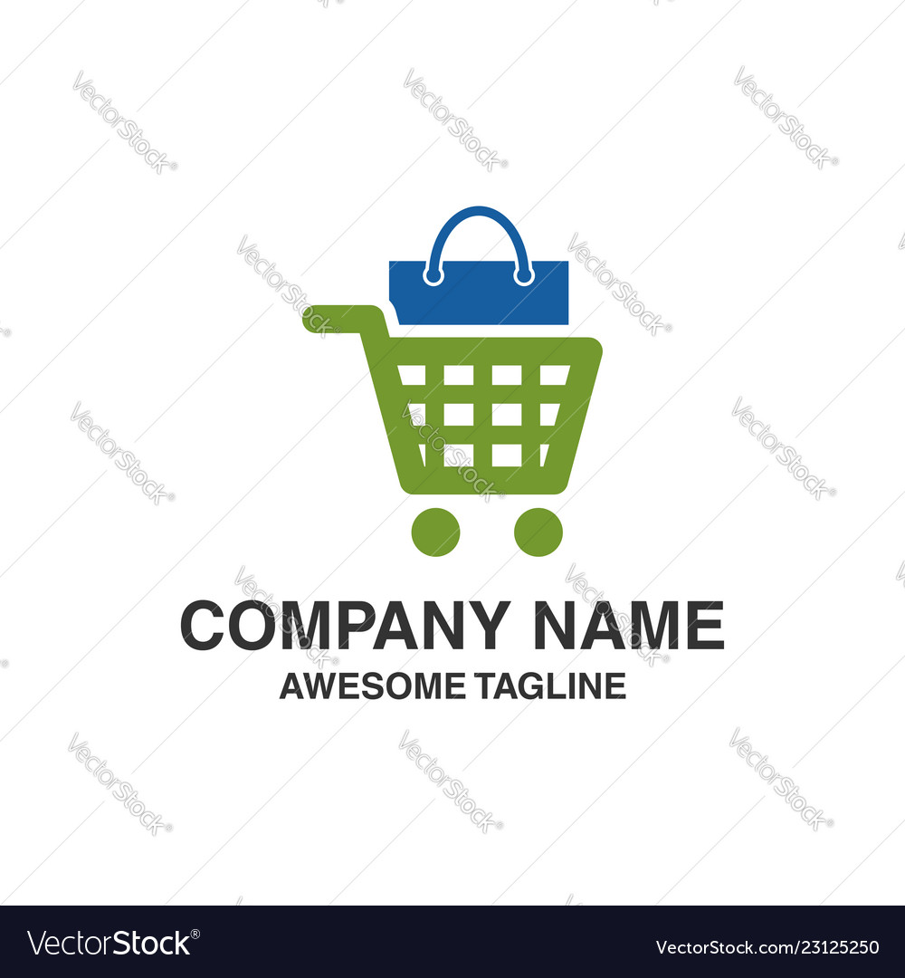 Shopping trolley with bag logo Royalty Free Vector Image