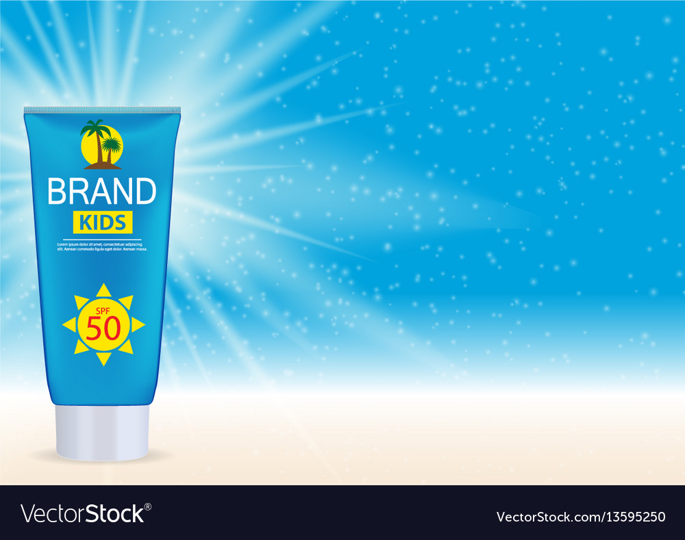 Sun care cream bottle tube template for ads Vector Image