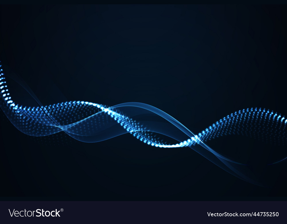 Wave of dynamic particles flows through vector image Wave of dynamic particles flows through