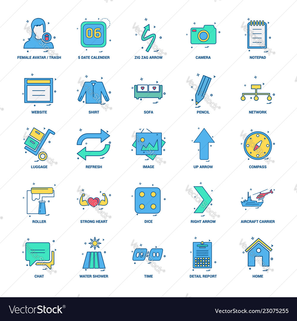 25 business concept mix flat color icon set